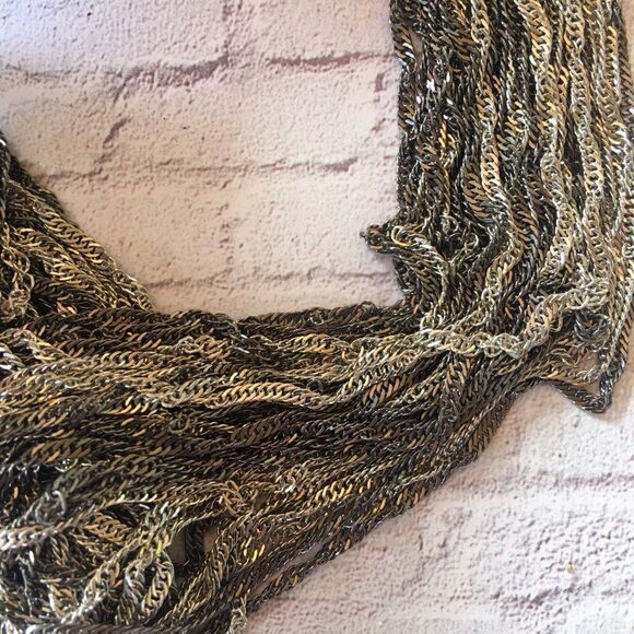Gunmetal & Silver multi chain statement necklace - Picture 2 of 5